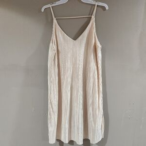 One clothing metallic beige midi slip dress size medium
